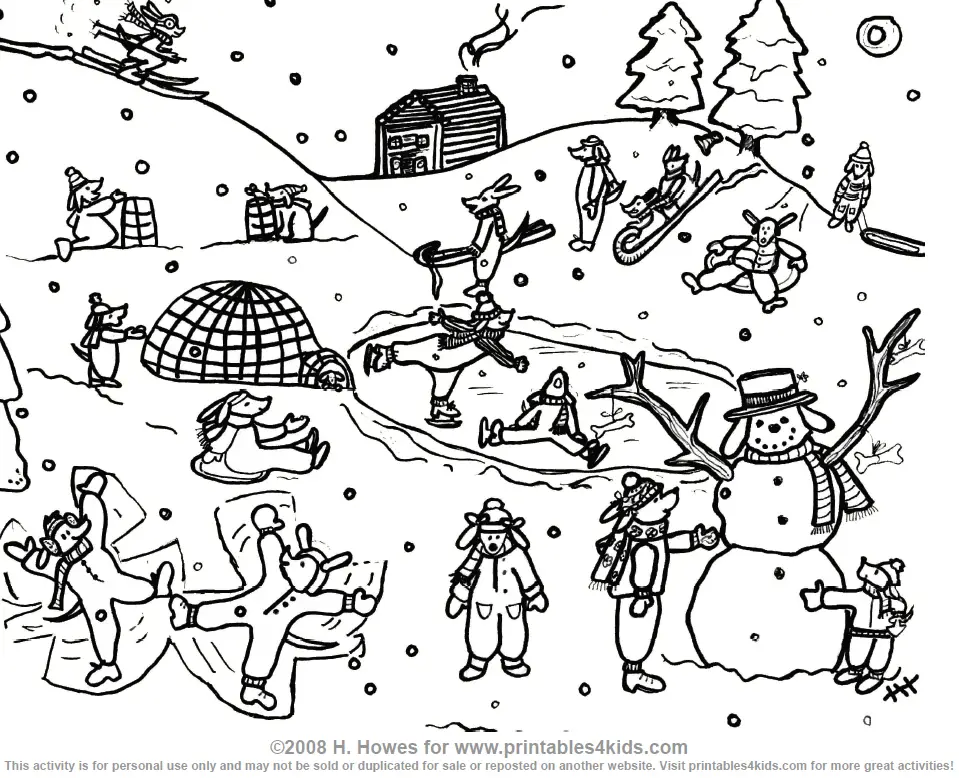 a snowy day coloring pages - photo #10