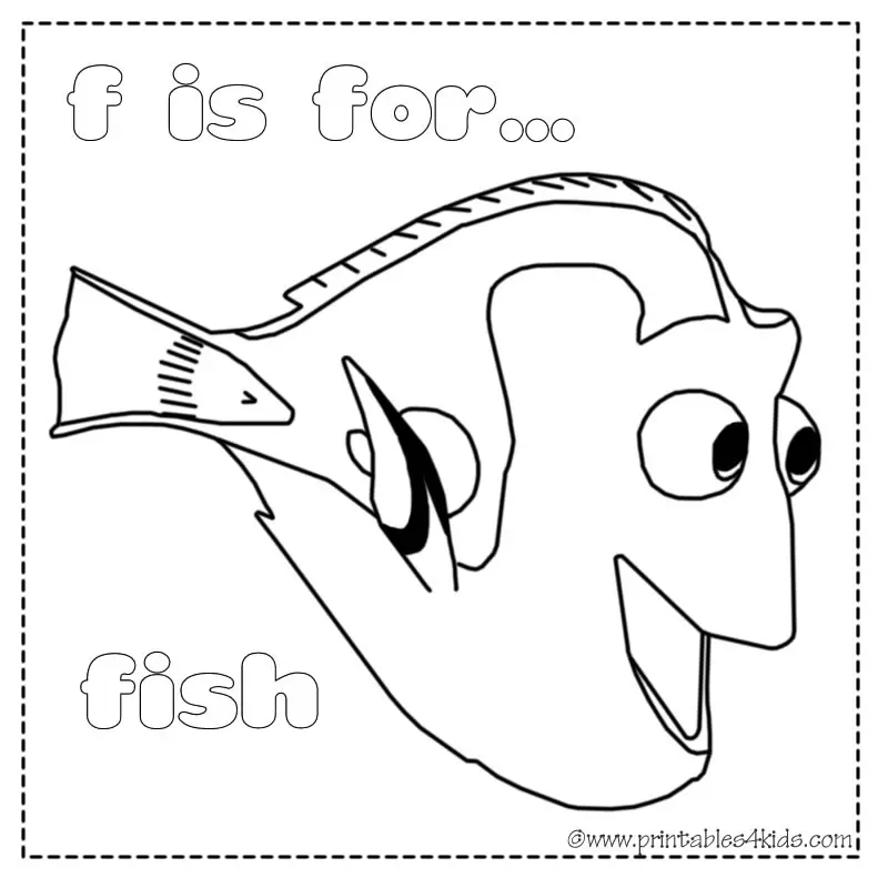 f for fish coloring pages - photo #16